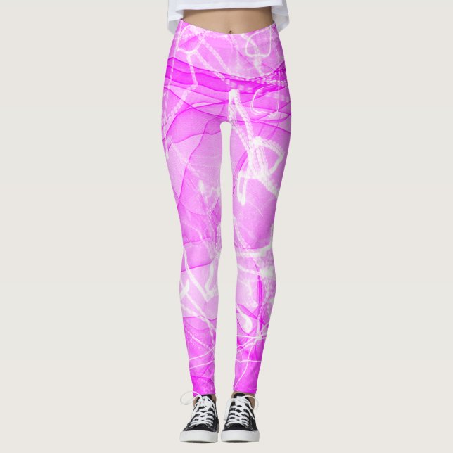 Leggings Papel digital rosado de mármol (Anverso)