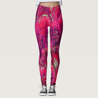 LEGGINGS PAPEL MARBLADO, PATRÓN DE PINK PINK PEACOCK ABSTRA
