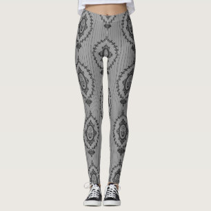 Leggings Papel pintado barroco en gris