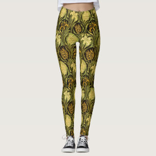 Leggings Papel pintado de tulipán y lirio verde de William