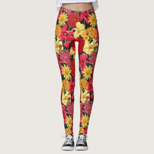 Leggings Papel pintado floral en estilo de la acuarela