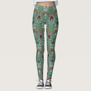 Leggings Papel pintado floral verde bosque de William Morri
