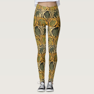 Leggings Papel pintado vintage de tulipán y lirio dorado de