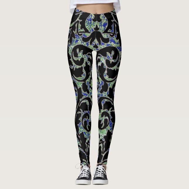 Leggings Papel tapiz de época de la década de 1960 1a (Anverso)