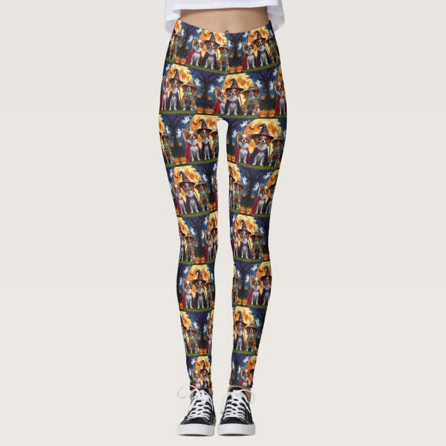 Leggings Papillon Dogs Calabaza Halloween Gracioso (Anverso)