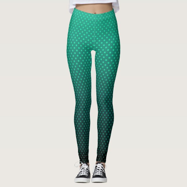Leggings Paquetes de polka gris verde degradado imprimen fe (Anverso)