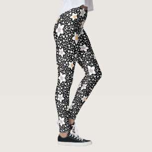 Leggings Paquetes de polka negros y blancos retro con estre