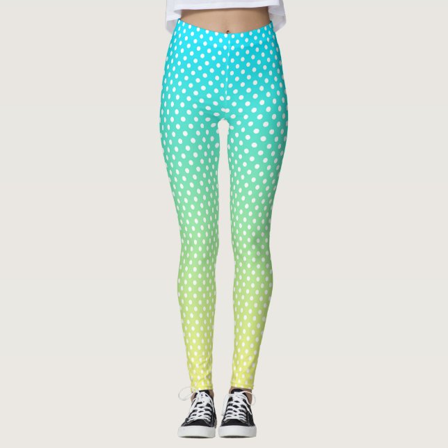 Leggings Paquetes de polka Pies Verde azulados gradientes a (Anverso)