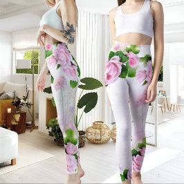 Leggings para mujeres de rosas romanticas
