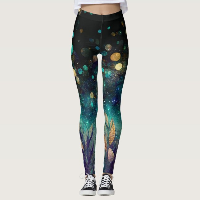 Leggings Paracaídas del Mar del Océano Azul (Anverso)