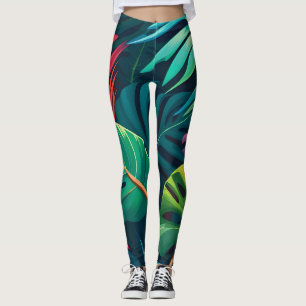 Leggings Paraíso de acuarela de follaje tropical