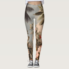Leggings Paraíso tropical vintage con palmeras