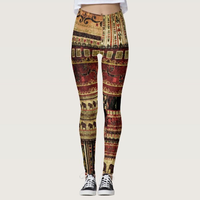 Leggings Parche africano: fondo de impresión a fondo (Anverso)