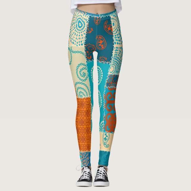 Leggings Parche indio, fondo vintage sin fisuras. (Anverso)