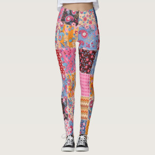 Leggings Parche sin costuras, lindo patrón de tela.