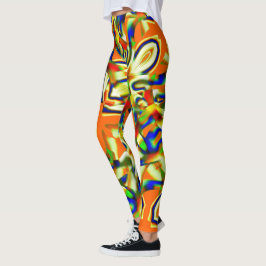 Leggings Parches de color sobre tiras beige verdosas
