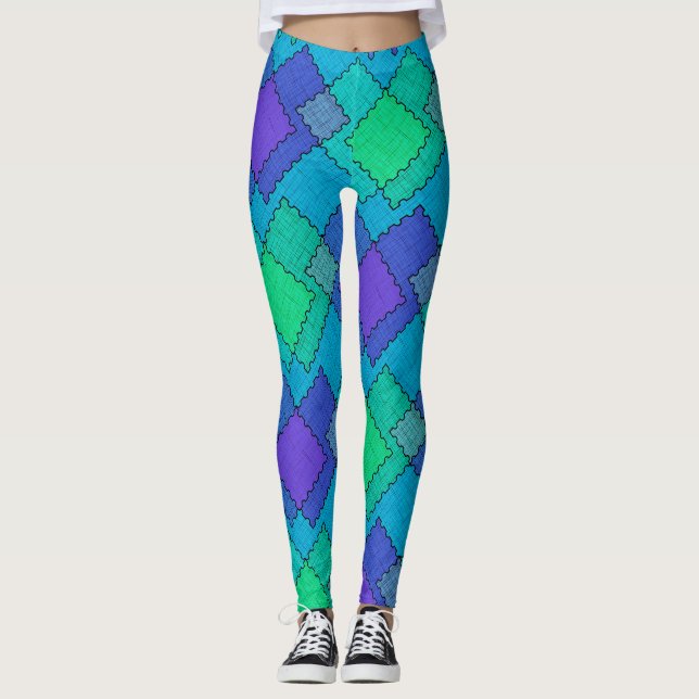 Leggings Parches texturizados trazos multicolores (Anverso)