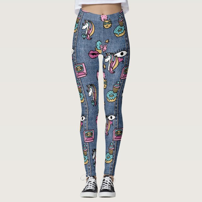 Leggings parches unicornios vintage (Anverso)