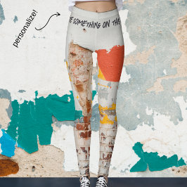 Leggings Pared pintada de antaño con graffiti