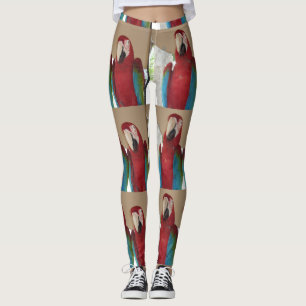 Leggings Pareja de Guacamayos Escarlata Patrón Tropical de