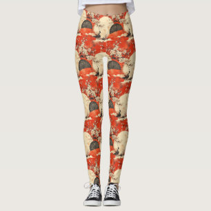 Leggings Pareja de kimono romántico Sakura patrón (1)