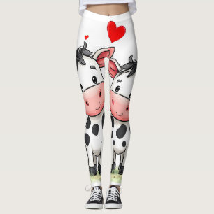 Leggings Pareja de vacas de dibujos animados enamoradas