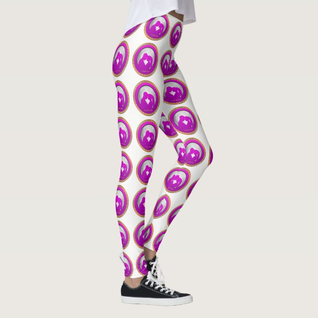Leggings Pareja joven silueta rosa besándose (Derecha)