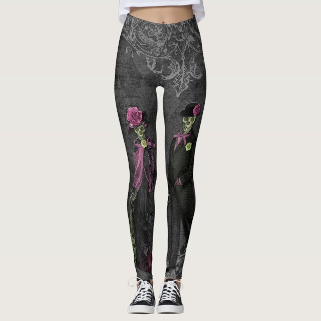 Leggings Pares del esqueleto de Halloween (Anverso)