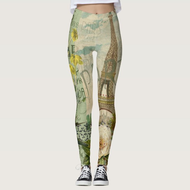 Leggings París Francia Viaje Viaje Viejo Pintura de Arte An (Anverso)