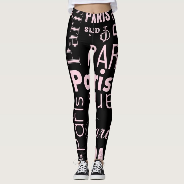 Leggings París rosa y negro París  (Anverso)