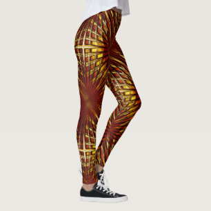 Leggings Parrilla dorada roja que parece inflada o inflada