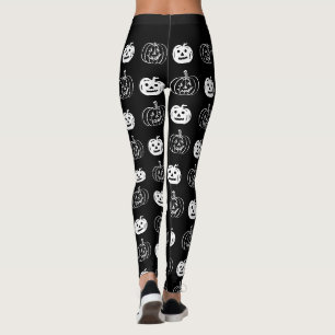 Leggings Partido de Halloween de las calabazas blancas negr