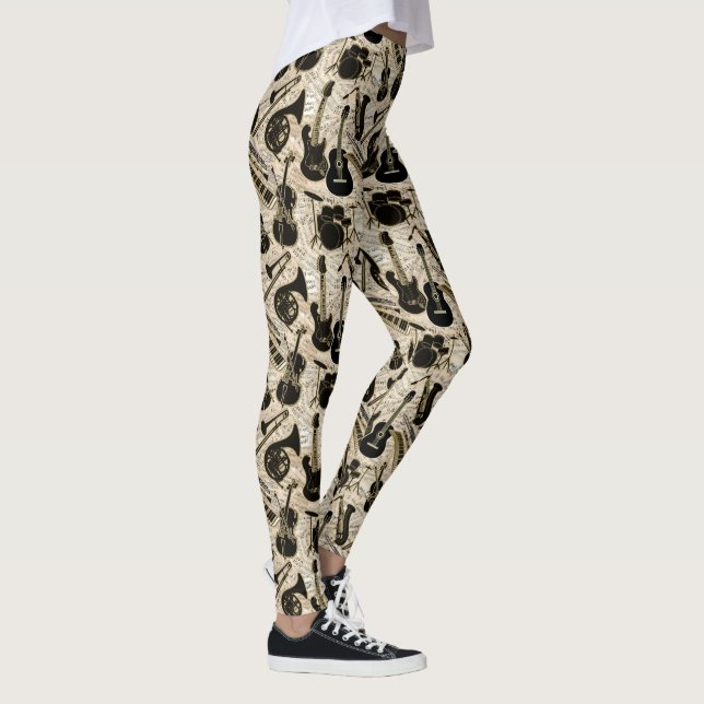 Leggings Partituras y Instrumentos Negro/Oro ID481 (Derecha)