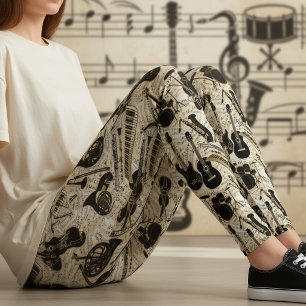 Leggings Partituras y Instrumentos Negro/Oro ID481