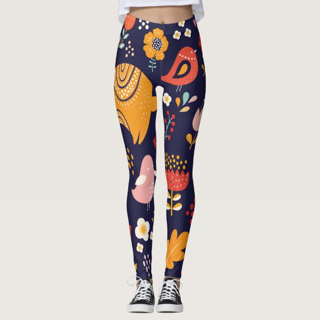Leggings Pascua de primavera: flores, colección de conejito (Anverso)