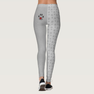 Leggings Pasta de perro con acento de garra gris y corazón