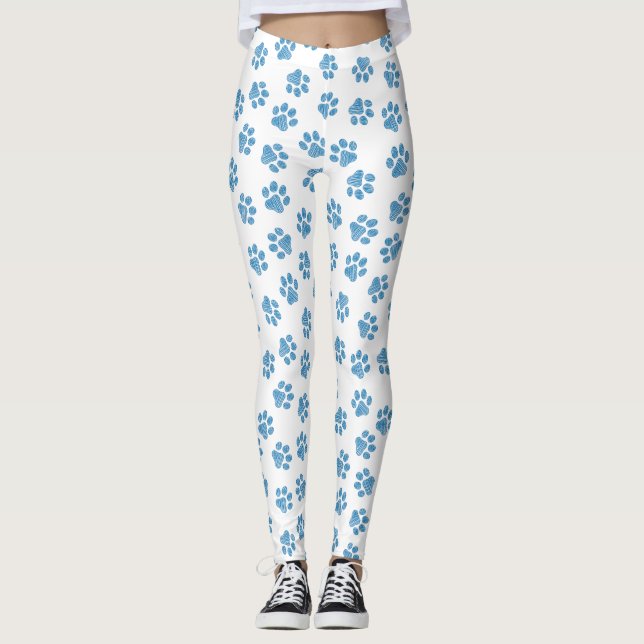 Leggings Pasta de perro, garras de perro, patas azules (Anverso)