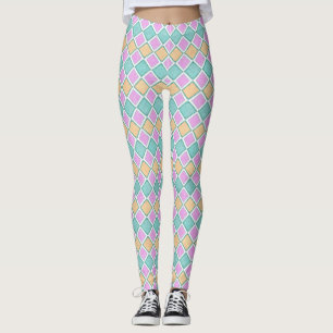 Leggings Pastel Arlequín Prisma Patrón de Diamante Pequeño