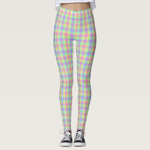 Leggings Pastel Cuadros Amarillo Azul Rosa Verde Púrpura