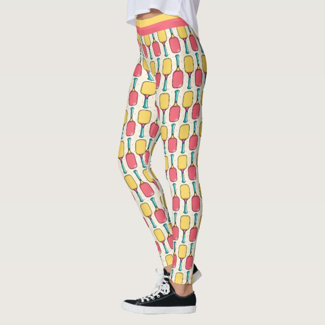 Leggings Pastel de pájaros de bolas con texto personalizado (Izquierda)