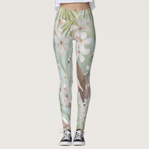 Leggings Pastel Flamingo Jungle Love #1 #tropical #wall