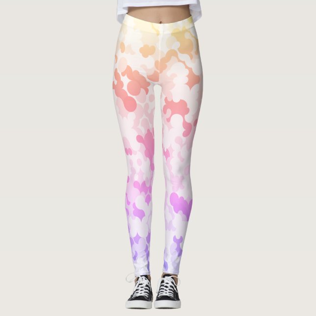 Leggings Pastel Funky Eclectic Boho Resumen Amanecer nublad (Anverso)