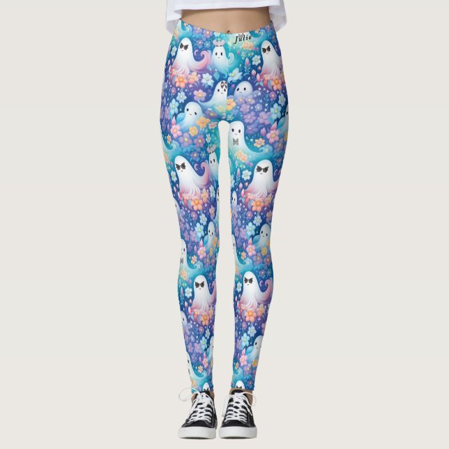 Leggings Pastel Girly Halloween Cute Fantasma Retro Floral (Anverso)