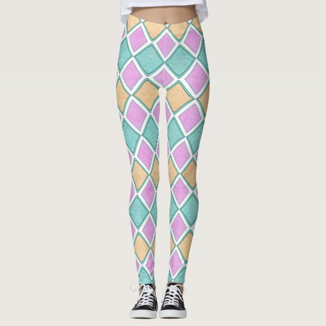 Leggings  Pastel Harlequin Prism Diamond Pattern (Anverso)