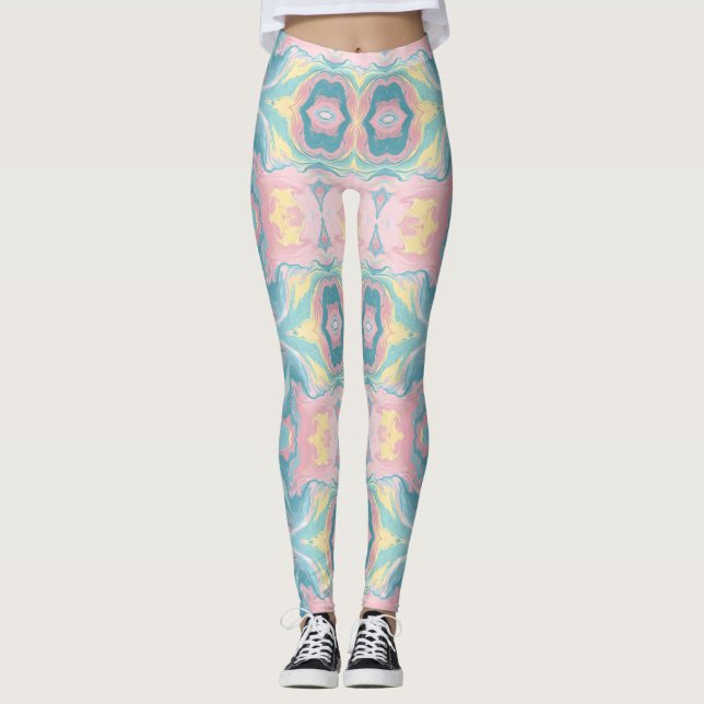 Leggings Pastel Kaleidoscope Pattern | Pink & Mint Mandala (Anverso)