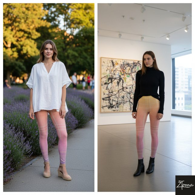 Leggings Pastel Ombre Vertical Plaid Gradient Texture (Subido por el creador)