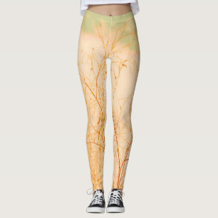 Leggings Pastel Pale Golden Tree Brunches Sky