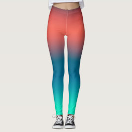 Leggings Pastel Pale Turquoise Coral Resumen Arte