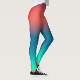 Leggings Pastel Pale Turquoise Coral Resumen Arte