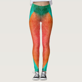 Leggings Pastel Pale Turquoise Coral Resumen Arte